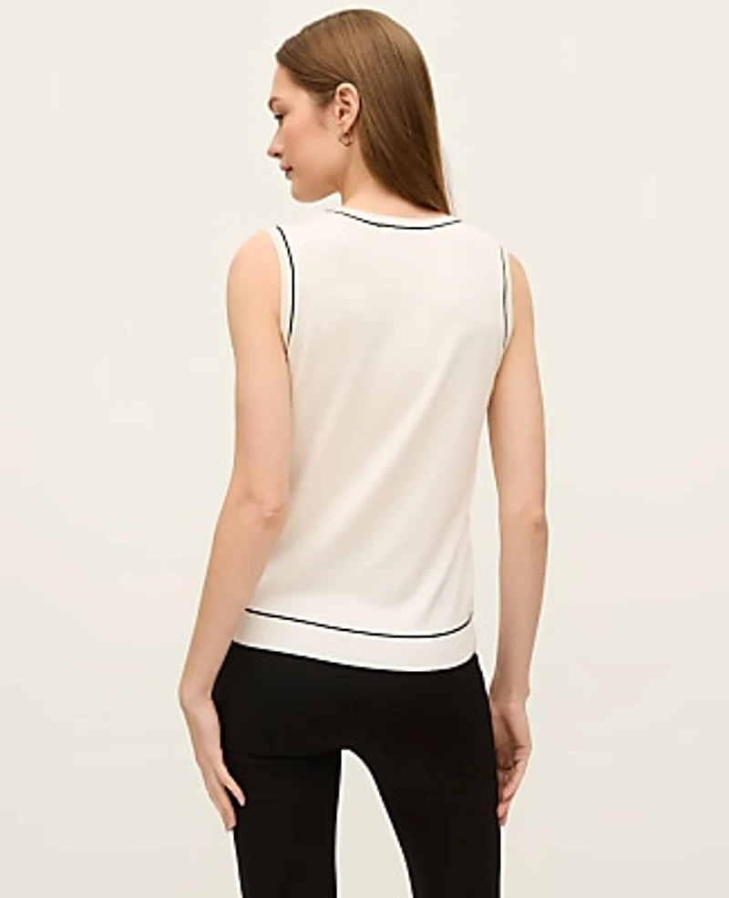 Ann Taylor Petite Tipped Sweater Shell Top Winter White Women's