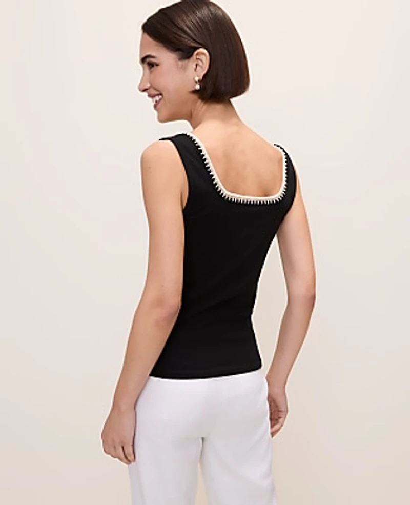 Ann Taylor Crochet Trim Tank Top Women's