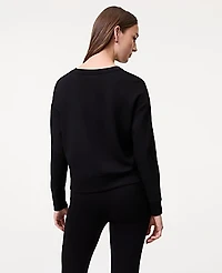 Ann Taylor Weekend Crew Neck Sweatshirt CloudPlush Black Women's