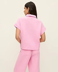 Ann Taylor Relaxed Cotton Gauze Blouse Size Small Strawberry Lemonade Women's