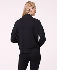 Ann Taylor Weekend Mockneck Sweatshirt CloudPlush Black Women's