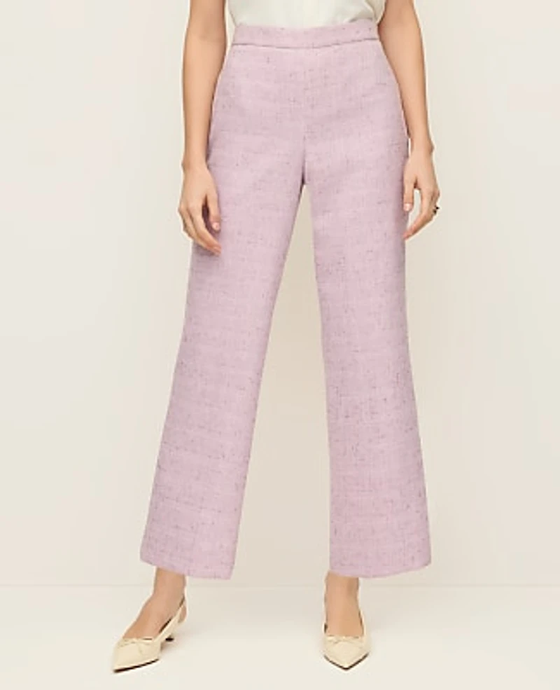 Ann Taylor The Side Zip Straight Pant Tweed Violet Orchid Women's