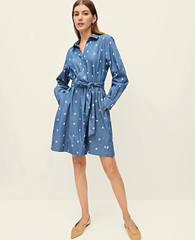 Ann Taylor Weekend Embroidered Belted Dress White 9000 Women's