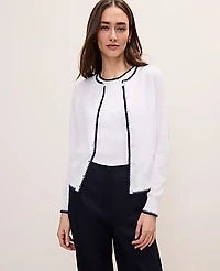Ann Taylor Tipped Cardigan White/Black Multi Women's