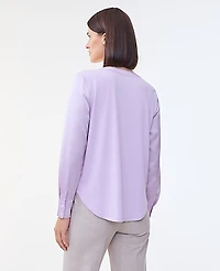 Ann Taylor Petite Mixed Media Pleat Front Top Size Small Sunrise Lavender Women's