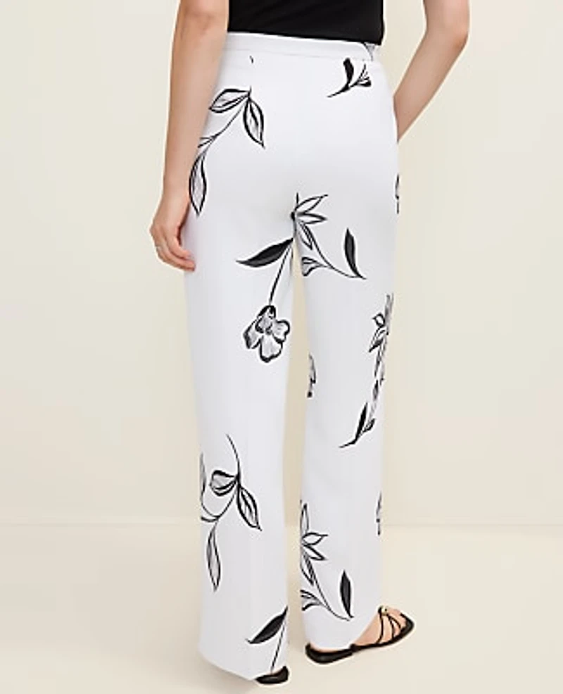 Ann Taylor The Wide-Leg Pant Floral Print White-Black Women's
