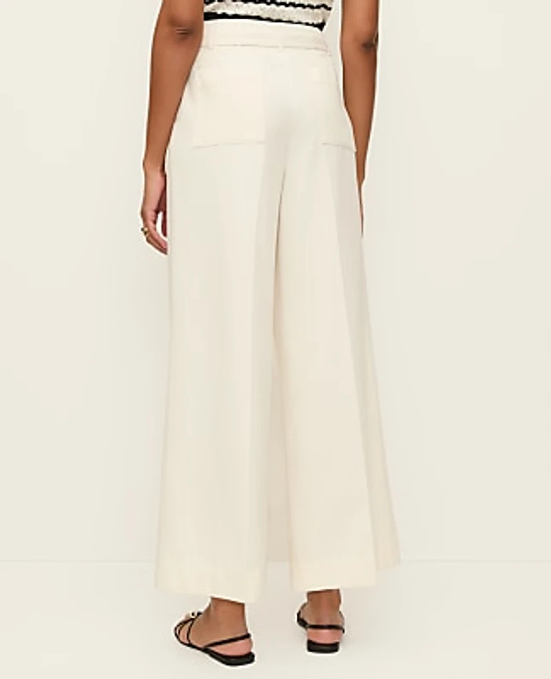 Ann Taylor The Belted Wide-Leg Ankle Pant Winter White Women's