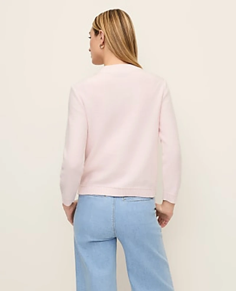 Ann Taylor Crew Neck Cardigan Blush Haze Women's