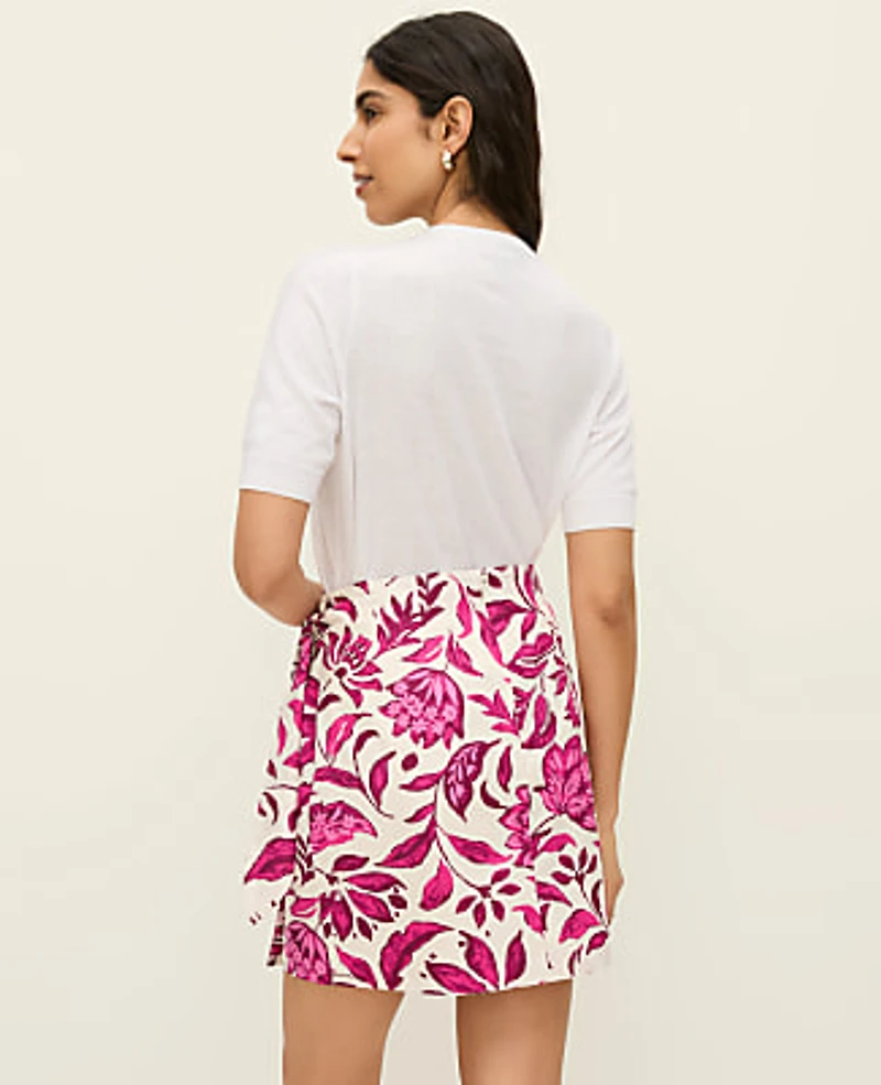 Ann Taylor Floral Sarong Wrap Skirt Size 14 Pink Women's