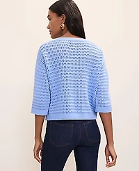 Ann Taylor Pointelle Boatneck Sweater Women's