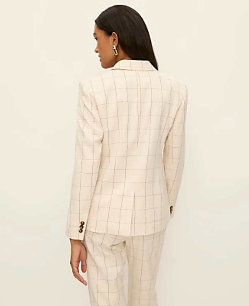 Ann Taylor The Petite Hutton Blazer Windowpane Ivory/Black Combo Women's
