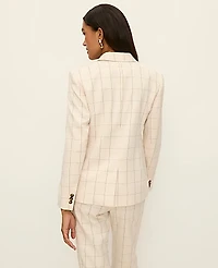 Ann Taylor The Petite Hutton Blazer Windowpane Ivory/Black Combo Women's