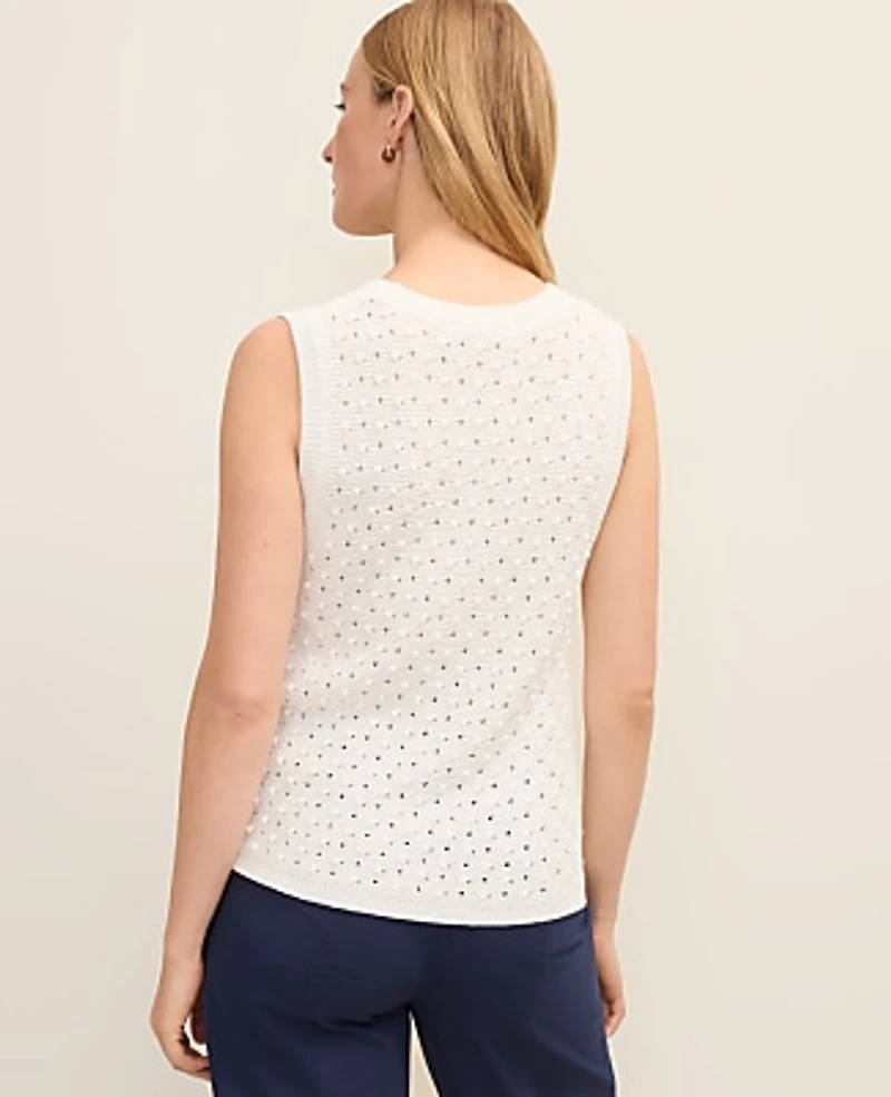 Ann Taylor Weekend Popcorn Stitch Sweater Shell Top Women's