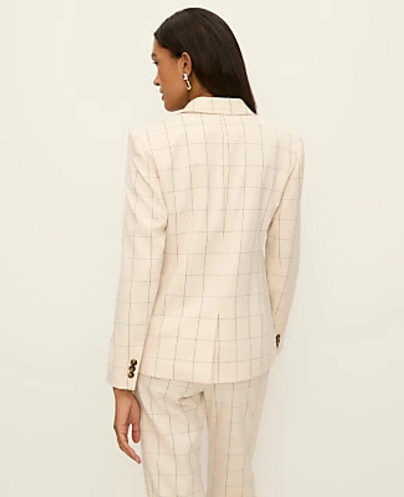 Ann Taylor The Hutton Blazer Windowpane Ivory/Black Combo Women's