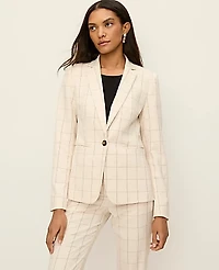 Ann Taylor The Hutton Blazer Windowpane Ivory/Black Combo Women's