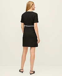 Ann Taylor Petite Tweed Button Shift Dress Size 12 Black Women's