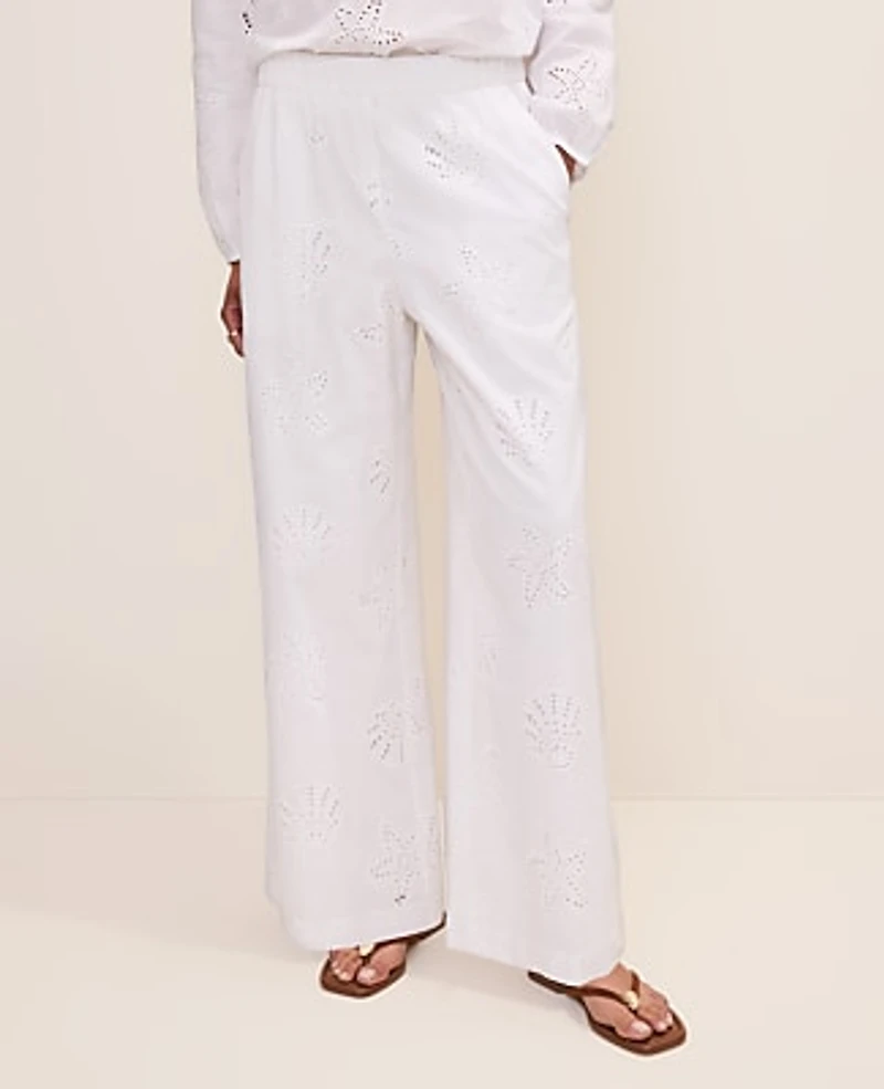 Ann Taylor The Eyelet Easy Palazzo Pant White 9000 Women's