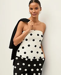Ann Taylor Petite Dotted Strapless Linen Blend Top Size 16 Winter White Women's