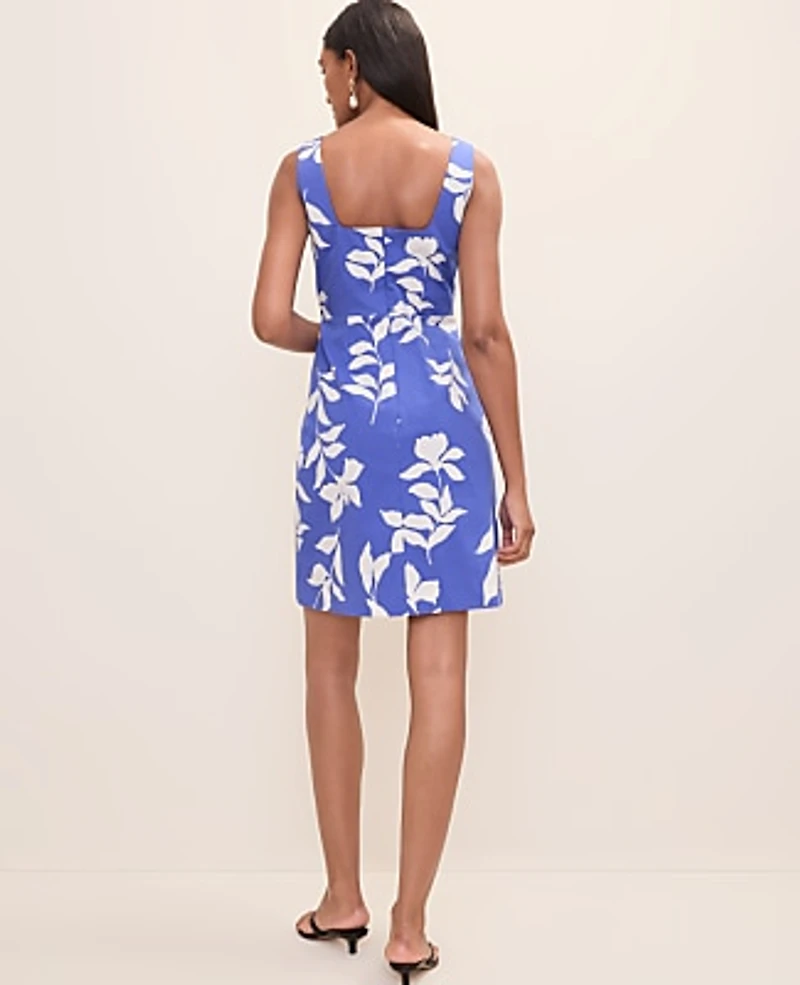 Ann Taylor Floral Sheath Dress Dream Blue Women's