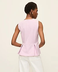 Ann Taylor Gingham Peplum Top Size 14 Lilac/White Women's