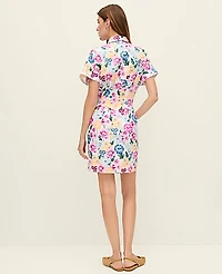Ann Taylor Petite Weekend Floral Linen Blend Shirtdress Size 10 Women's
