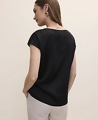 Ann Taylor Petite Short Sleeve Cowl Neck Top Satin Women's