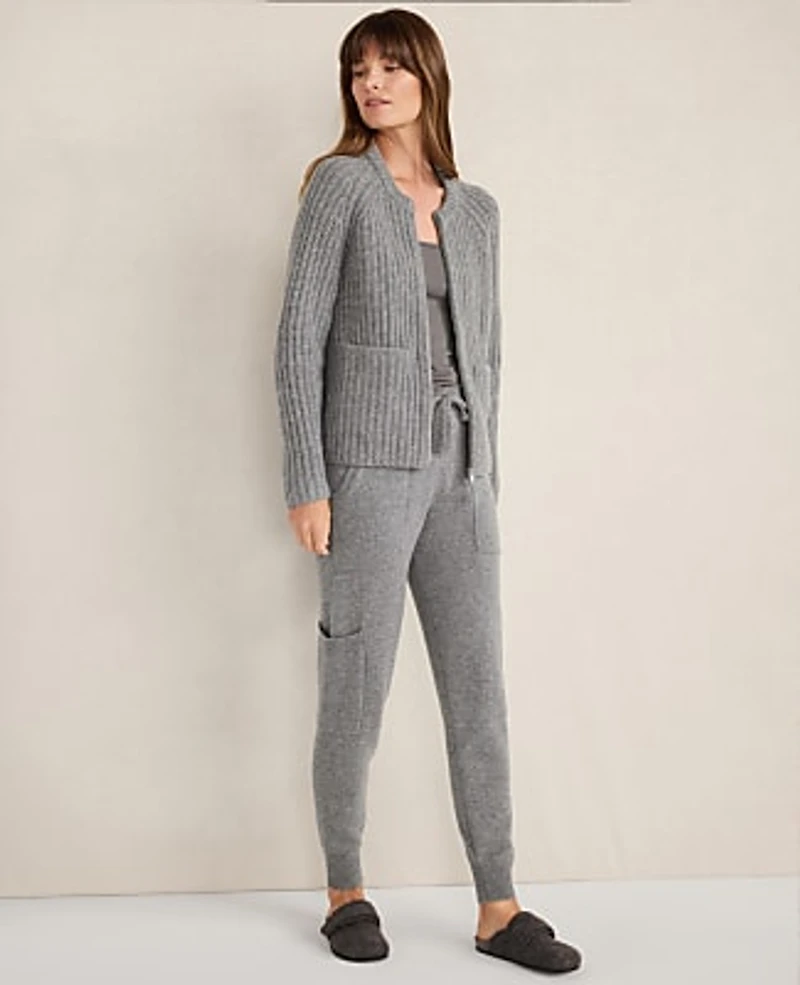 Ann Taylor Haven Well Within Cashmere Shaker Bomber Sweater Jacket Heather Women's