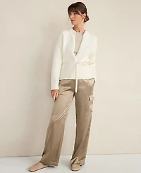 Ann Taylor Haven Well Within Chunky Cotton Blend Belted Cardigan Ivory Women's