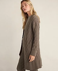Ann Taylor Haven Well Within Organic Cotton Cashmere Cable Cardigan Size Medium Saddle Brown Women's