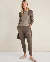 Ann Taylor Haven Well Within Organic Cotton Cashmere Cable Cardigan Size Medium Saddle Brown Women's
