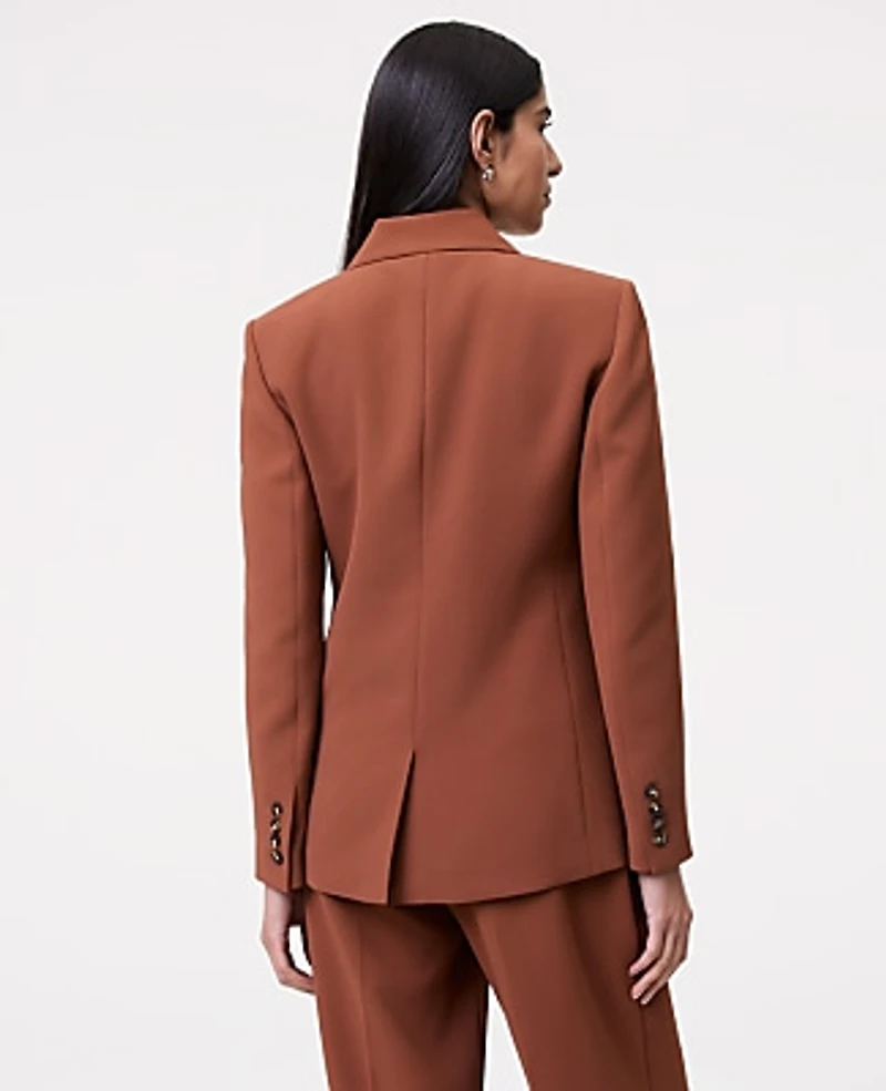 Ann Taylor The Double Breasted Blazer Textured Crepe Tortoise Shell Brown Women's