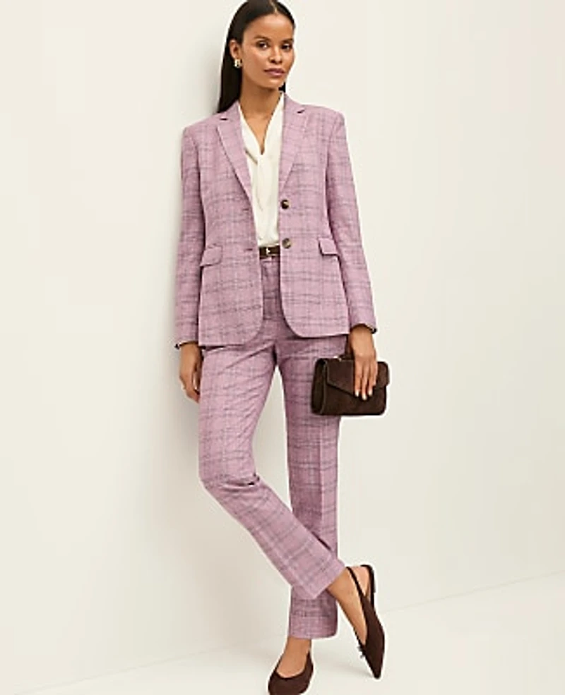 Ann Taylor The Greenwich Blazer Plaid Purple Multi Women's