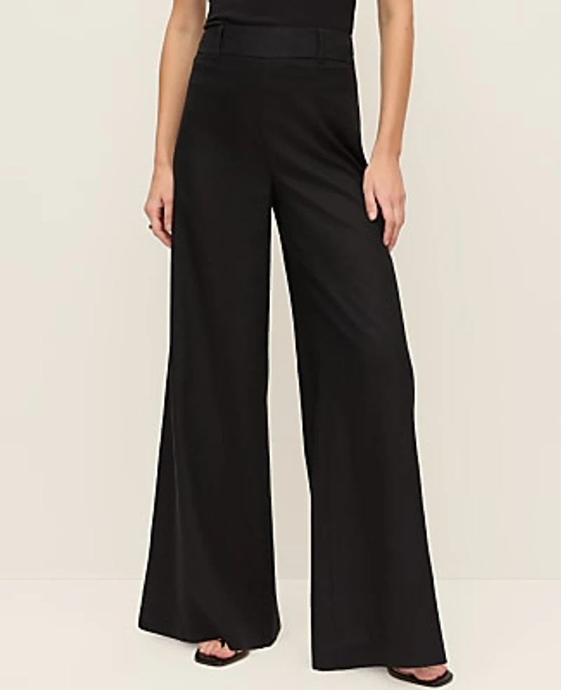Ann Taylor The Statement Palazzo Pant Linen Blend Black Women's