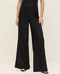 Ann Taylor The Statement Palazzo Pant Linen Blend Black Women's