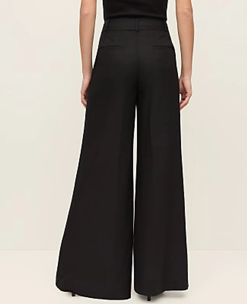 Ann Taylor The Statement Palazzo Pant Linen Blend Black Women's