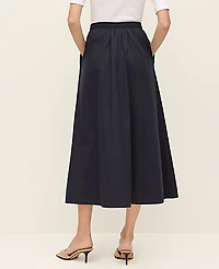 Ann Taylor Weekend Drawstring Waist Midi Skirt Night Sky Women's