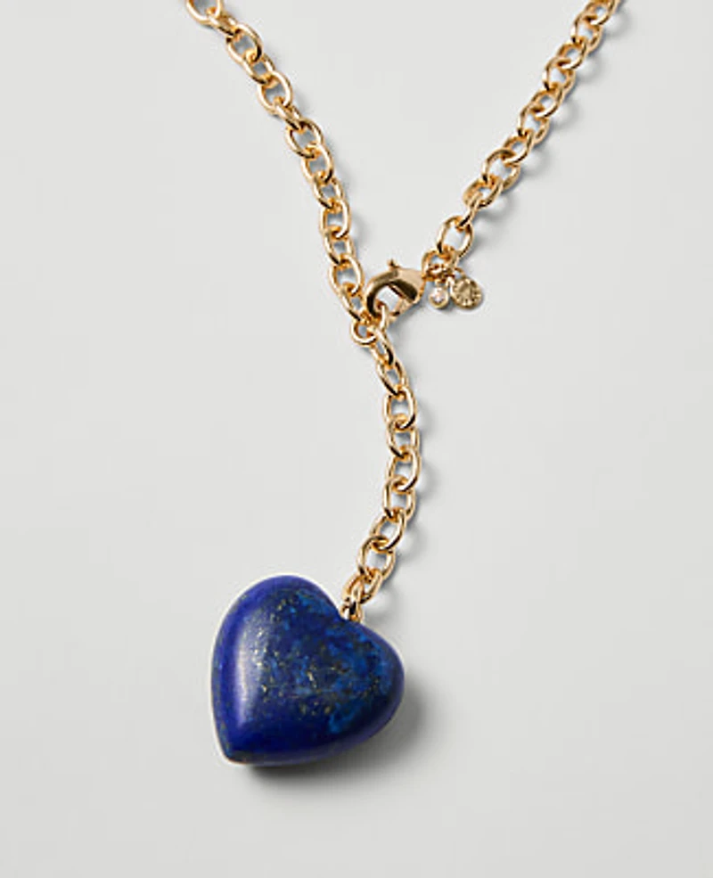 Ann Taylor Double Wrap Heart Pendant Necklace Goldtone Women's