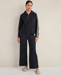 Ann Taylor Haven Well Within Sporty Stripe Half-Zip Pullover Deep Blue Moon Women's