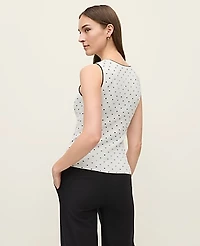 Ann Taylor Polka Dot Knit Shell Top Winter White Women's