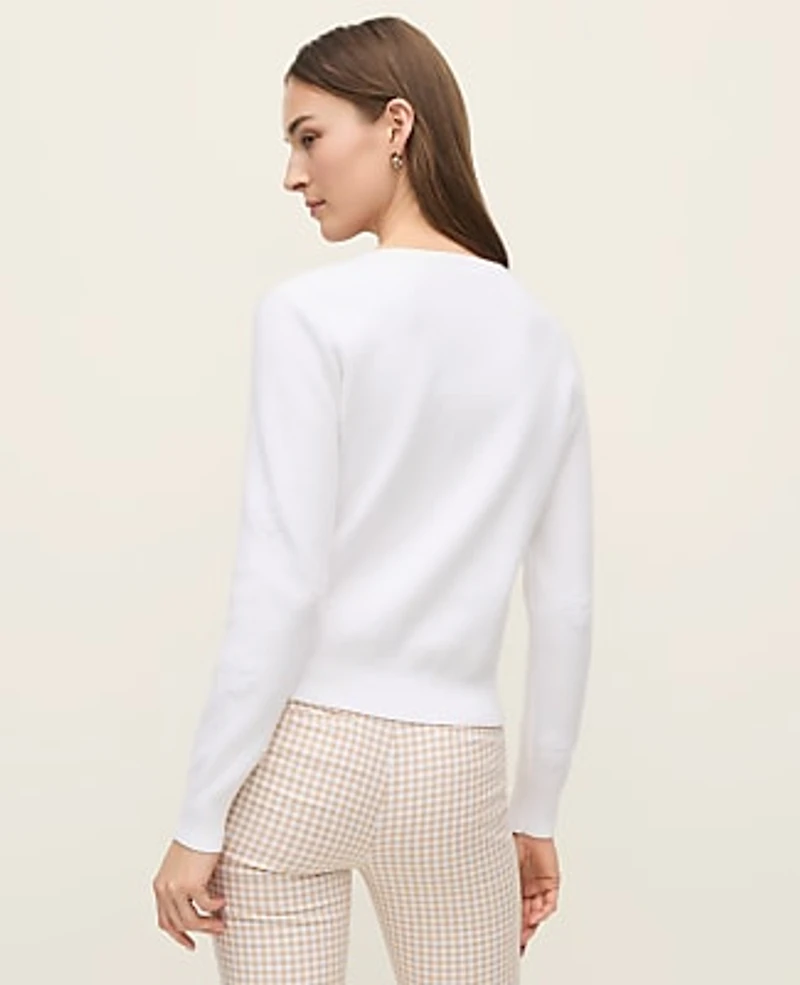 Ann Taylor Floral Jacquard Cardigan White Women's