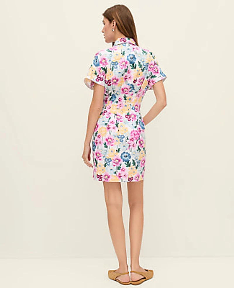 Ann Taylor Weekend Floral Linen Blend Shirtdress Size 8 Women's