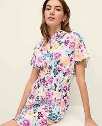 Ann Taylor Weekend Floral Linen Blend Shirtdress Size 8 Women's