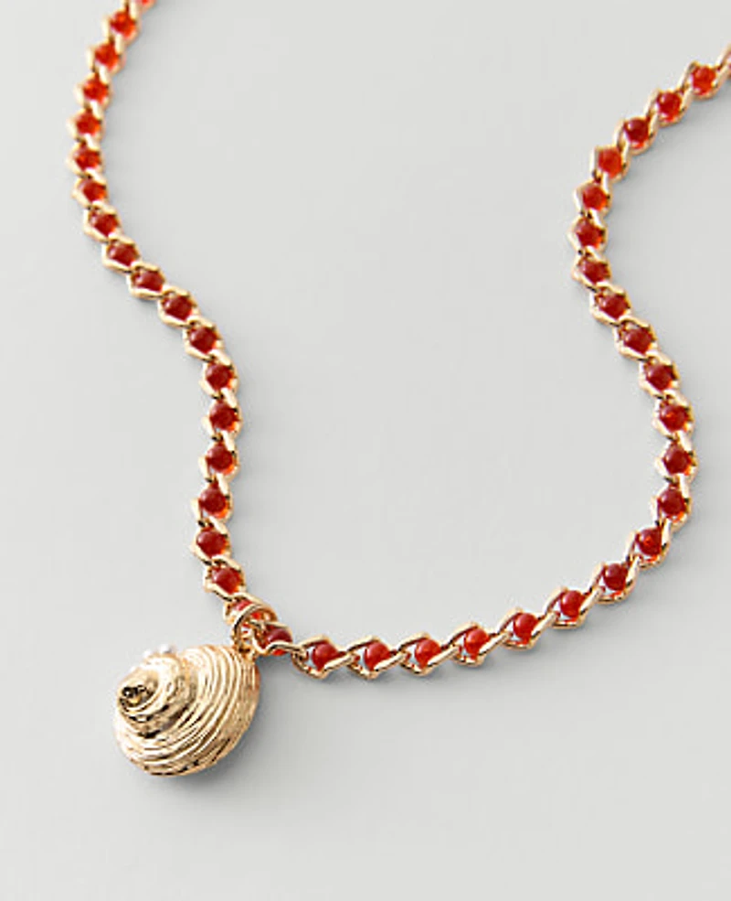 Ann Taylor Beaded Pendant Necklace Goldtone Women's