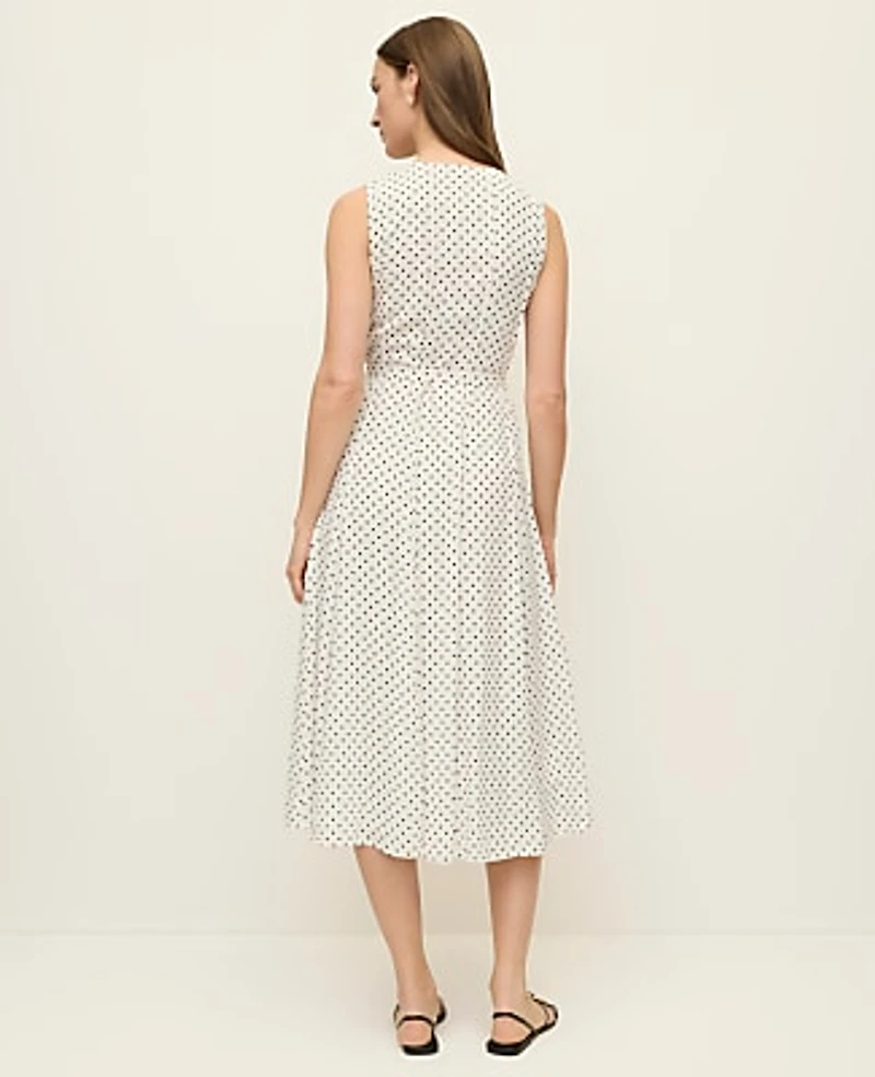 Ann Taylor Micro Dot Flare Dress Winter White Women's