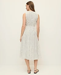 Ann Taylor Micro Dot Flare Dress Winter White Women's