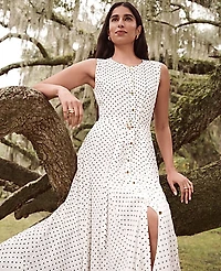 Ann Taylor Micro Dot Flare Dress Winter White Women's