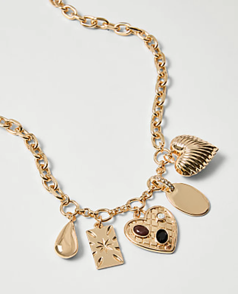 Ann Taylor Charm Necklace Goldtone Women's