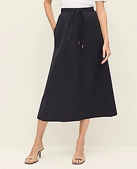 Ann Taylor Petite Weekend Drawstring Waist Midi Skirt Size 2XS Night Sky Women's