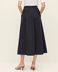 Ann Taylor Petite Weekend Drawstring Waist Midi Skirt Size 2XS Night Sky Women's