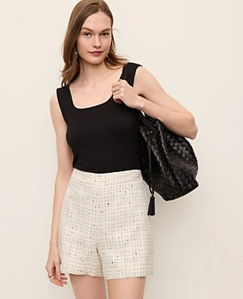 Ann Taylor The Side Zip Short Tweed Ivory Multi Women's